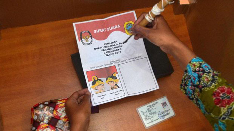 Contoh surat suara paslon tunggal. (Foto: CNNIndonesia)