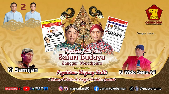 Sanggar Wonodipuro Gelar Wayang Kulit Dua Dalang, 14 Sinden dan 10 Lengger Calung Banyumasan