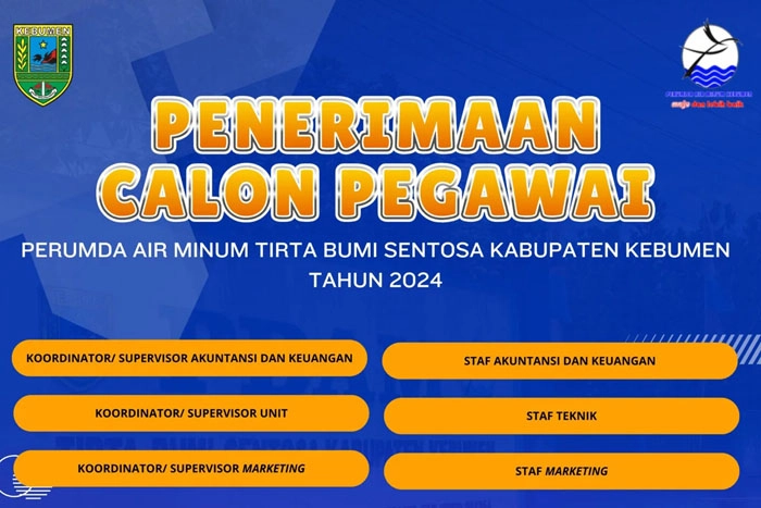 PDAM Kebumen Buka Lowongan 15 Pegawai Baru, Berikut Formasi yang Dibutuhkan