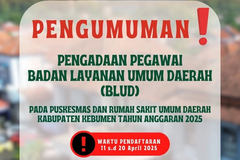 Kebumen Buka Lowongan Kerja Tenaga Kesehatan dan Non-Kesehatan untuk Puskesmas dan RSUD